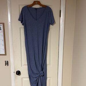 Olivia Rae Navy Striped Maxi Dress